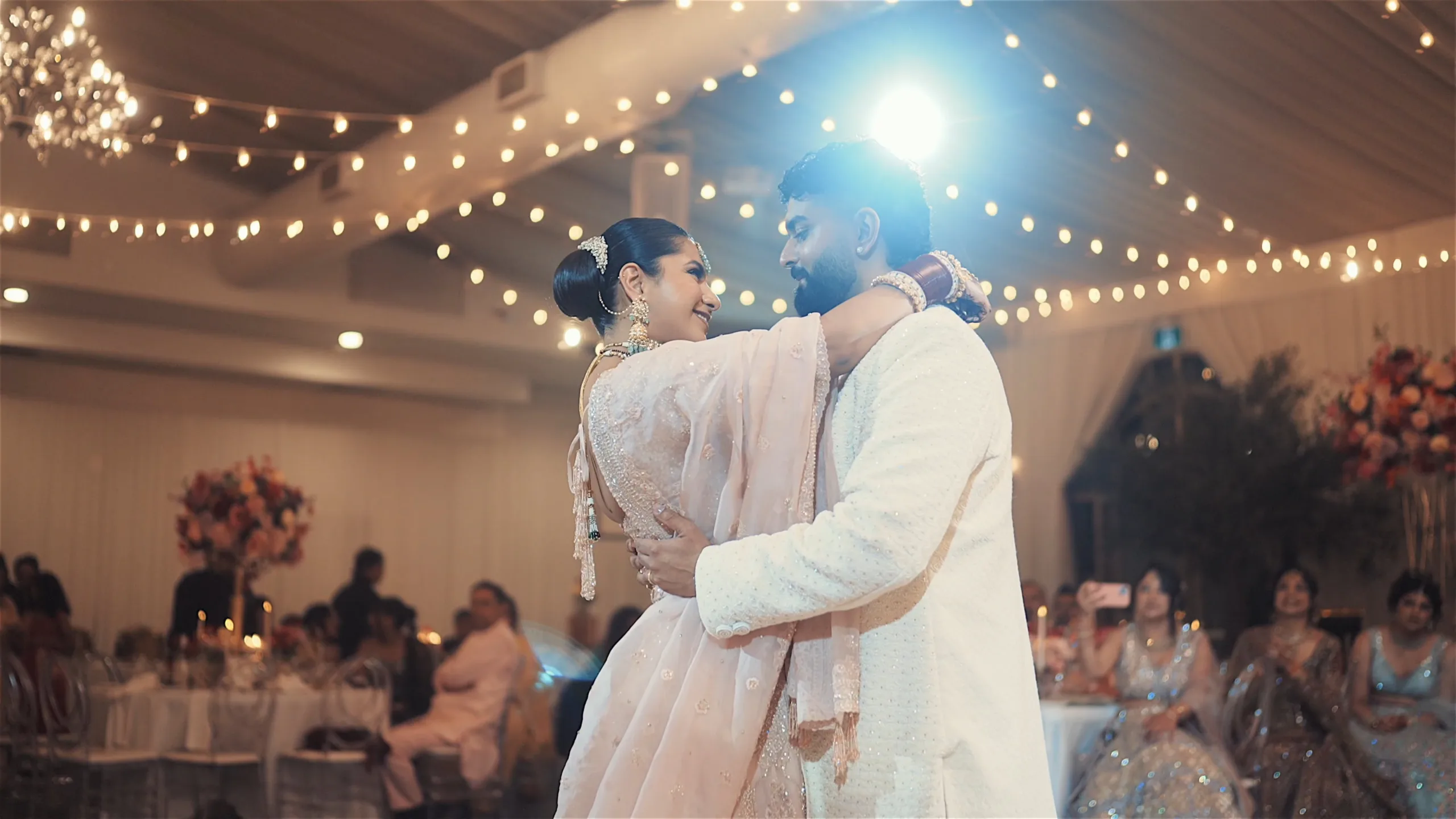 Hindu bride and groom at wedding reception captured by Cinematic RGB at The Royal Ambassador Event Centre, Caledon, Ontario