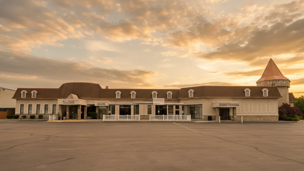 Romantic outdoor wedding ceremony at Paradise Banquet Centre featuring the Victorian bridge and garden gazebo.