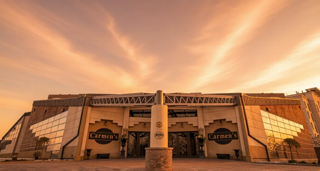 Rooftop and terrace view at Carmen’s Event Centre in Hamilton, suitable for filming outdoor wedding segments.