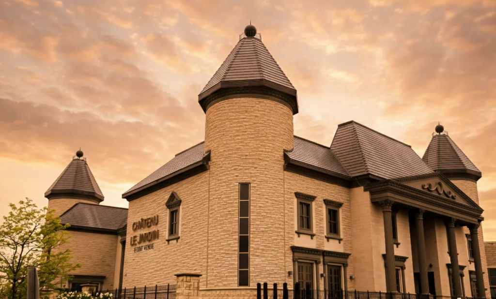 French Renaissance architecture and 30-foot ceilings at Chateau Le Jardin wedding venue in Woodbridge.