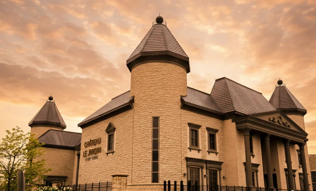 French Renaissance architecture and 30-foot ceilings at Chateau Le Jardin wedding venue in Woodbridge.