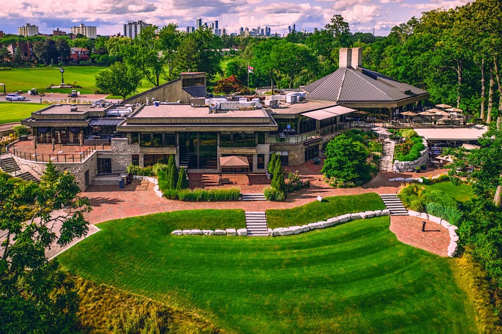 Panoramic view of the Credit River Valley from the ballroom at Credit Valley Golf Club.