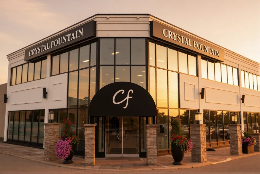 Outdoor garden area at Crystal Fountain Markham, ideal for capturing cocktail hours and couple highlights.