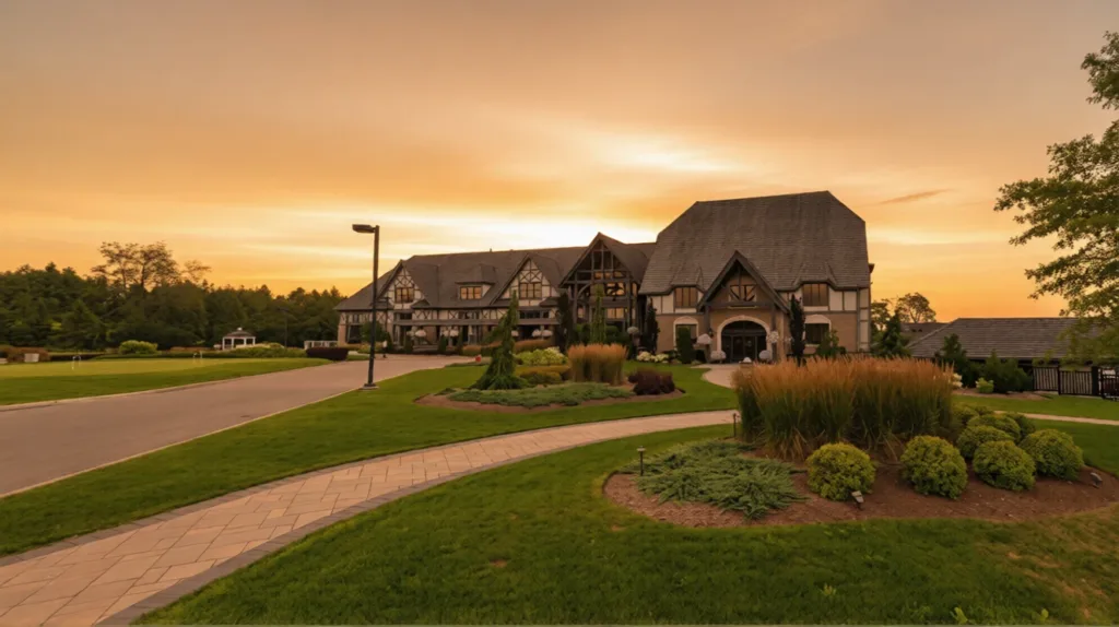Scenic golf course landscape at Deer Creek in Ajax, providing a lush background for wedding highlights.