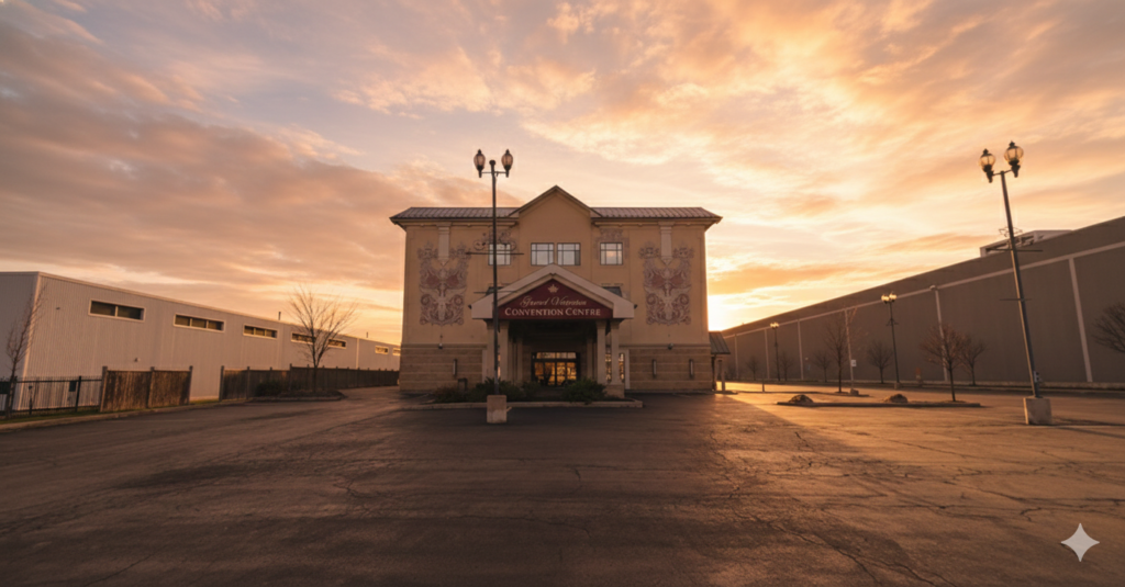Luxurious hotel-style ballroom at Grand Victorian Convention Centre.