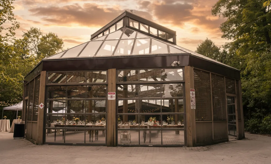Enchanted forest wedding ceremony at the Cathedral of Trees, Kortright Centre.